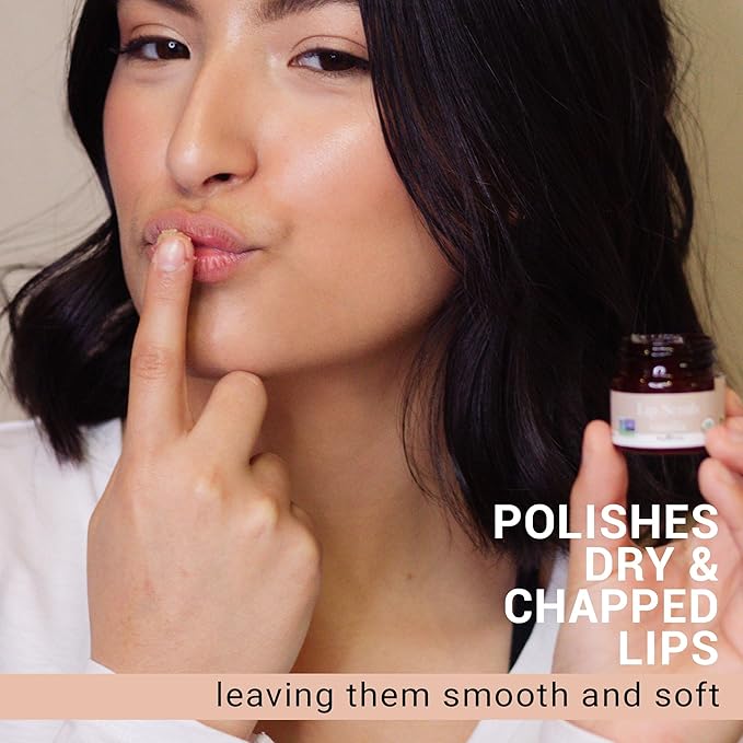 Organic Lip Scrub Vanilla - USA Made Exfoliating Lip Scrub with Natural & Organic Ingredients, Moisturizing Lip Exfoliator Scrub for Dry Lips, Lip Scrubber Exfoliator & Sugar Scrub for Smooth Lips-Velvo Beauty