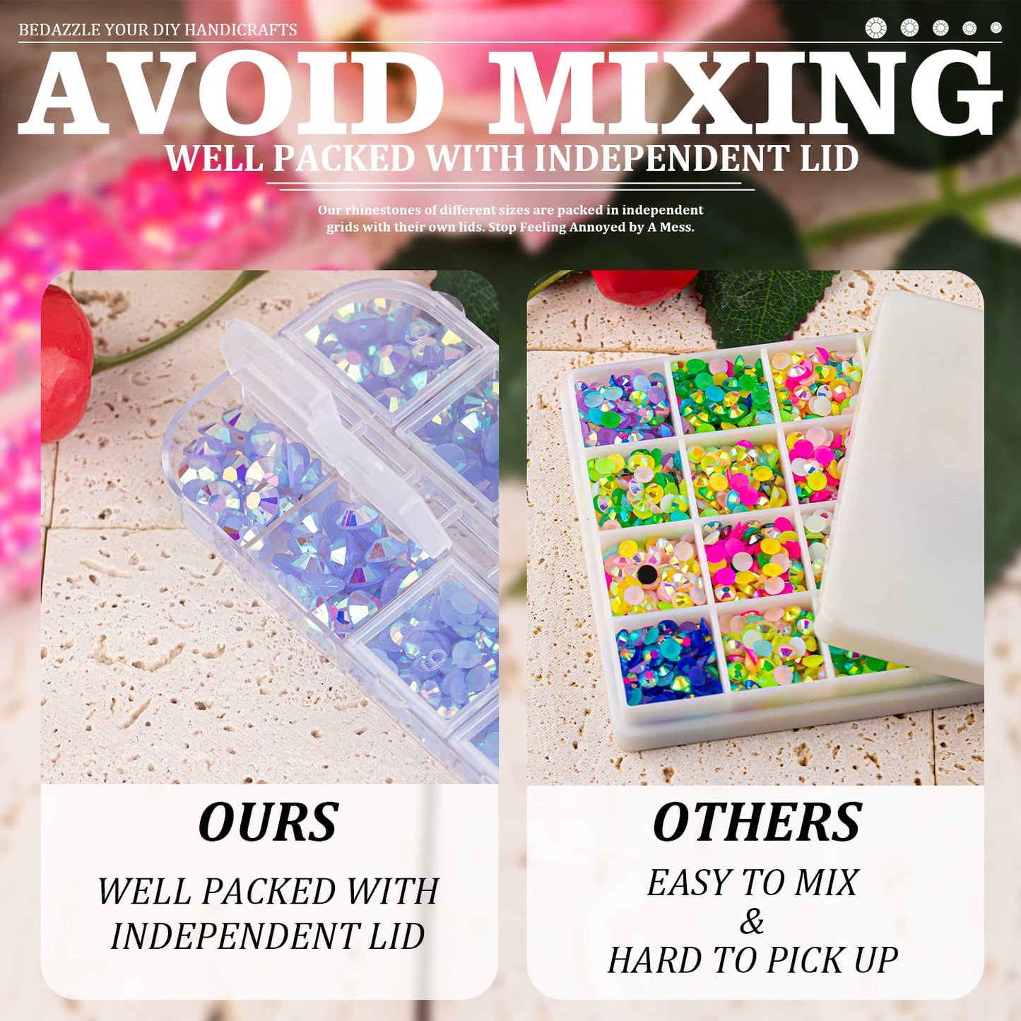 7000PCS Resin Rhinestones with Tweezers for Crafting, 2/3/4/5/6mm Flatback Jelly Rhinestones, 4 Box Sky Blue AB Non Hotfix Crystal Gems for DIY Crafts Mugs Tumblers Clothes Makeup Nail-Velvo Beauty