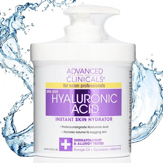 Advanced Clinicals Hyaluronic Acid Body Lotion & Face Moisturizer W/Vitamin E | Hydrating Firming Lotion Minimizes Look Of Wrinkles, Stretch Marks, & Crepey & Dry Skin | Skin Care Products, 16 Oz-Velvo Beauty