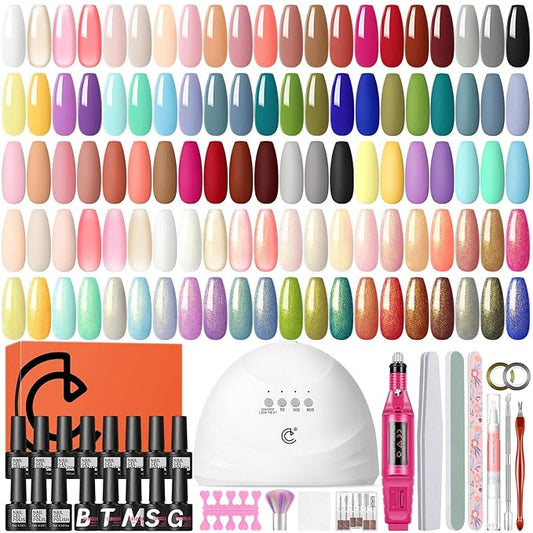COSCELIA 53ps Gel Nail Polish Kit with U V light and Drill Starter Kit 35 Summer Colors Gel Polish 5pcs Top Base Coat LED Lamp Nail Art All Seasons Gel Manicure Kit Gifts for Women-Velvo Beauty