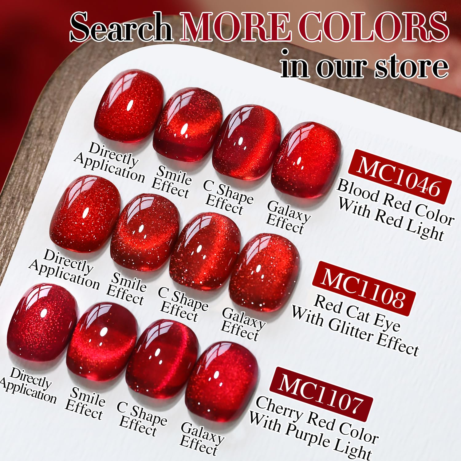 Double Rhythm Jelly Glass Cat Eye Gel Polish with Magnet 15ML Holographic Glitter Shimmer Translucent Sheer Color Magnetic Nail Polish Salon DIY at Home (Blood Red-MC1107)-Velvo Beauty