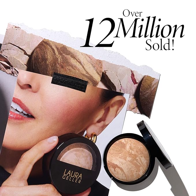 LAURA GELLER NEW YORK Award-Winning Baked Balance-n-Brighten Color Correcting Powder Foundation - Sand - Buildable Light to Medium Coverage - Demi-Matte Natural Finish-Velvo Beauty