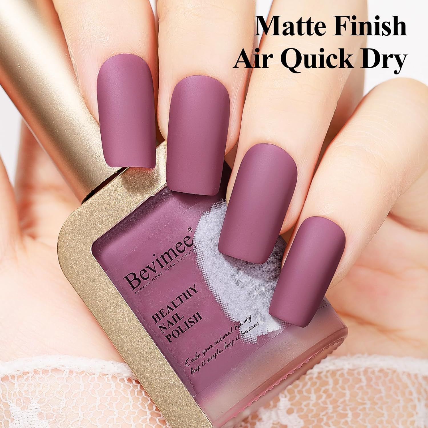 Matte Nail Polish, Air Quick Dry Nail Lacquer Matte Finish Effect, Long Lasting & Fast Drying Nail Pigment Velvet Nail Polish For Nail Art, Purplish Red12ml-Velvo Beauty