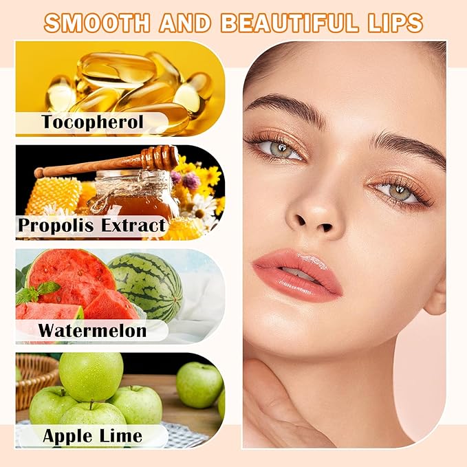 3PCS Bee Lip Balm Honey Pot Honey Watermelon Green Apple Lip Balm Lip Sleeping Mask Moisturizing Hydrating Bee Lip Balm Lip Care Products for All Skin Types (Honey Watermelon Green Apple)-Velvo Beauty