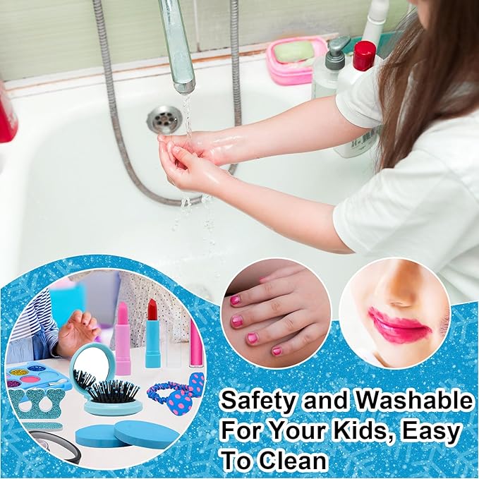 Kids Makeup Kit for Girl Toys, Princess Toys With Makeup kit Nail Polish Set Little Girls Toddlers Dress up Set Birthday Gift Play Makeup Kits For Girls Ages 6-10-Velvo Beauty