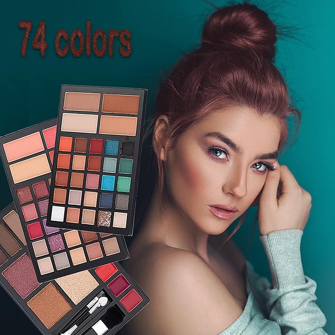 74 Colors Makeup Kit All-in-one Makeup Set, Cosmetic-Gift for Women -Include Makeup Brush Set, Eyeshadow Palette, Brow Powder, Eyebrow Pencil, Lip brush -(Multicolor 102)-Velvo Beauty
