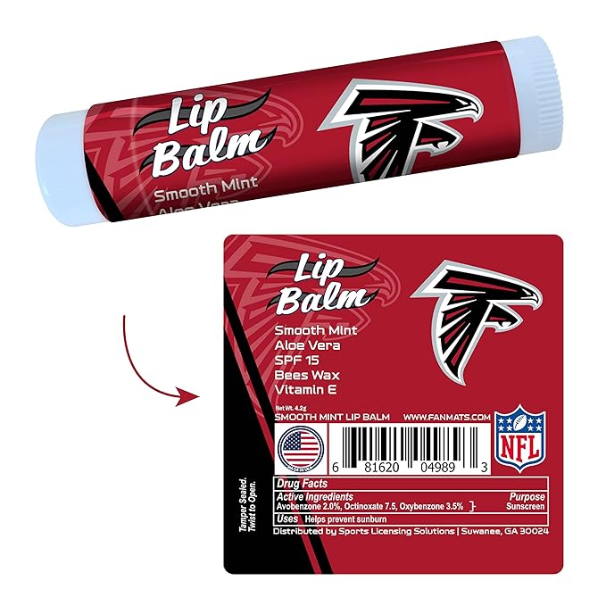 FANMATS 34608 Atlanta Falcons Smooth Mint SPF 15 Lip Balm-Velvo Beauty