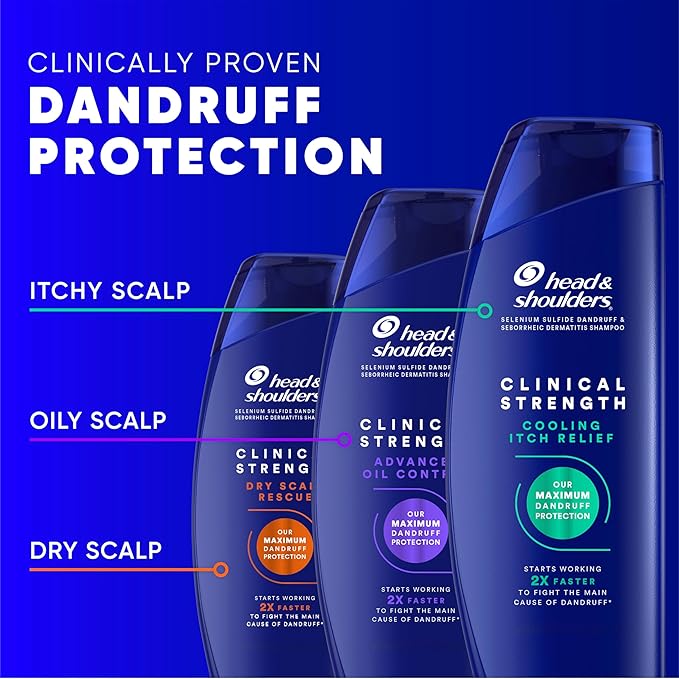Head & Shoulders Clinical Strength Dandruff Shampoo and Conditioner Set, Dry Scalp Relief, Up to 100% Flake Protection, Selenium Sulfide Formula, 13.5 & 9.1 Fl Oz, 2 Pack-Velvo Beauty