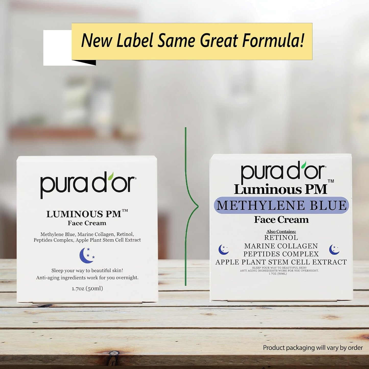 PURA D'OR 1.7 Oz Luminous PM Face Cream - Methylene Blue, Marine Collagen, Retinol, Peptides, Apple Stem Cell Extract - Anti-Aging Nighttime Moisturizer - Overnight Facial Treatment For Women & Men-Velvo Beauty