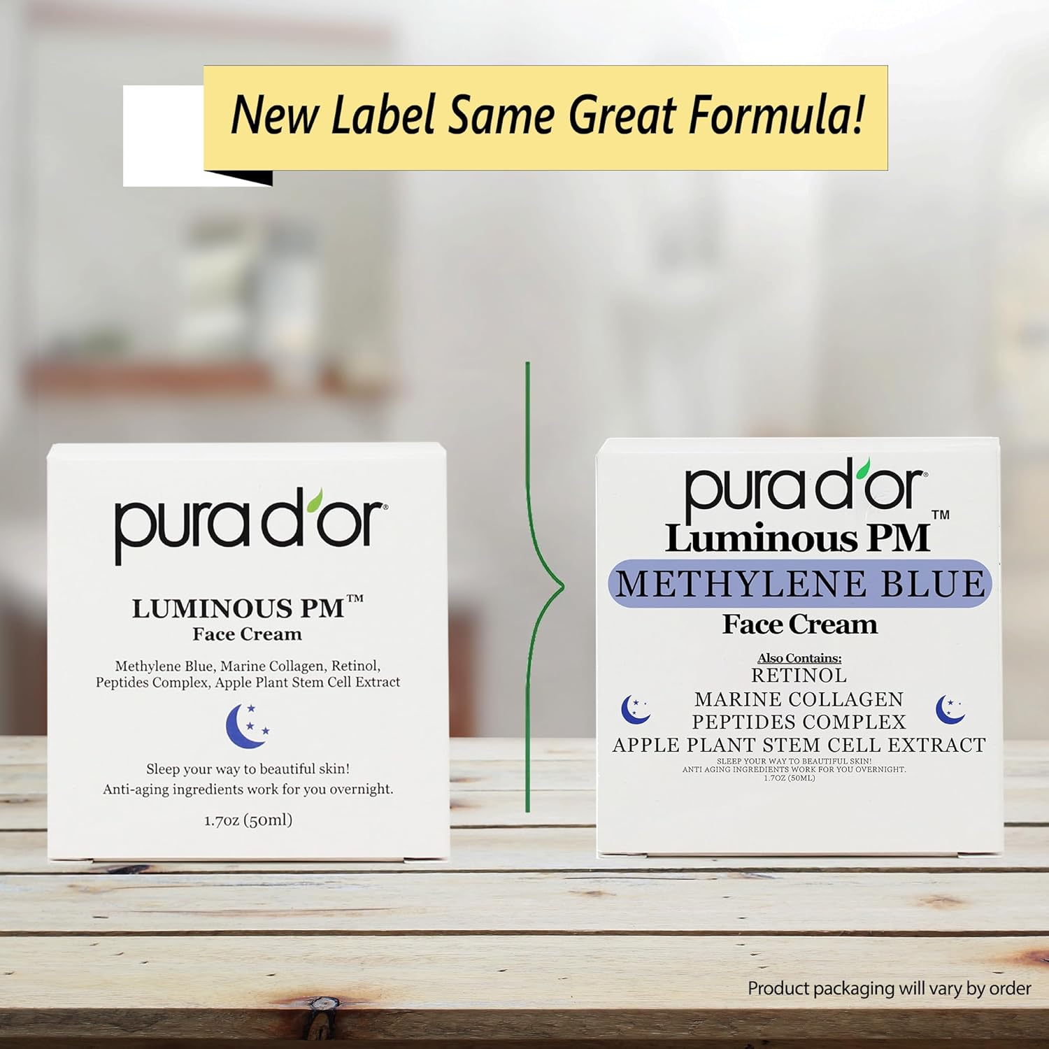 PURA D'OR 1.7 Oz Luminous PM Face Cream - Methylene Blue, Marine Collagen, Retinol, Peptides, Apple Stem Cell Extract - Anti-Aging Nighttime Moisturizer - Overnight Facial Treatment For Women & Men-Velvo Beauty