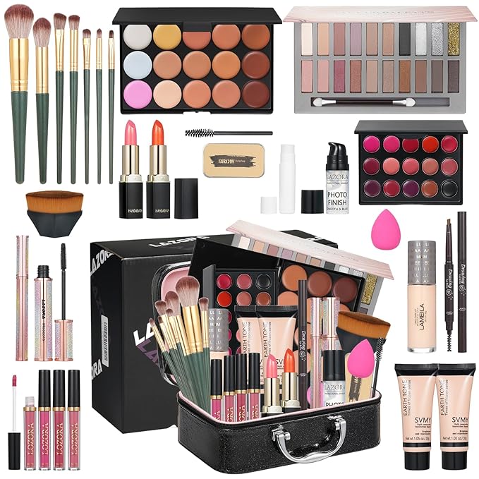 All in One Makeup Kit Makeup Kit for Women Full Kit Makeup Set Multipurpose Bundle Holiday Gift Box Essential Starter Bundle Include Full Makeup Kit for Women (Box2)-Velvo Beauty