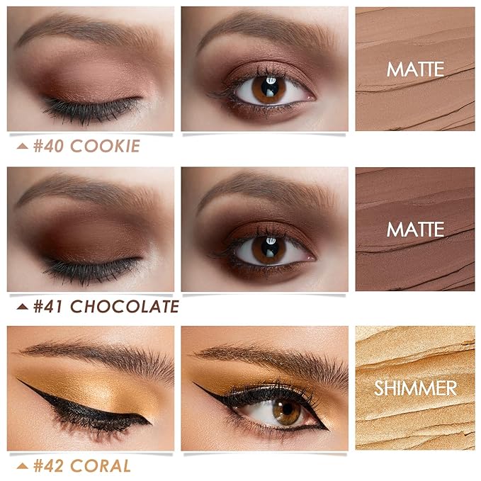 FOCALLURE 3PCS Cream Matte and Shimmer Eye Brightener Stick,Light to Dark Orange Eyeshadow Pencil,Long Lasting Eye Shadow Highlighter Stick Makeup,Gold Rush-Velvo Beauty