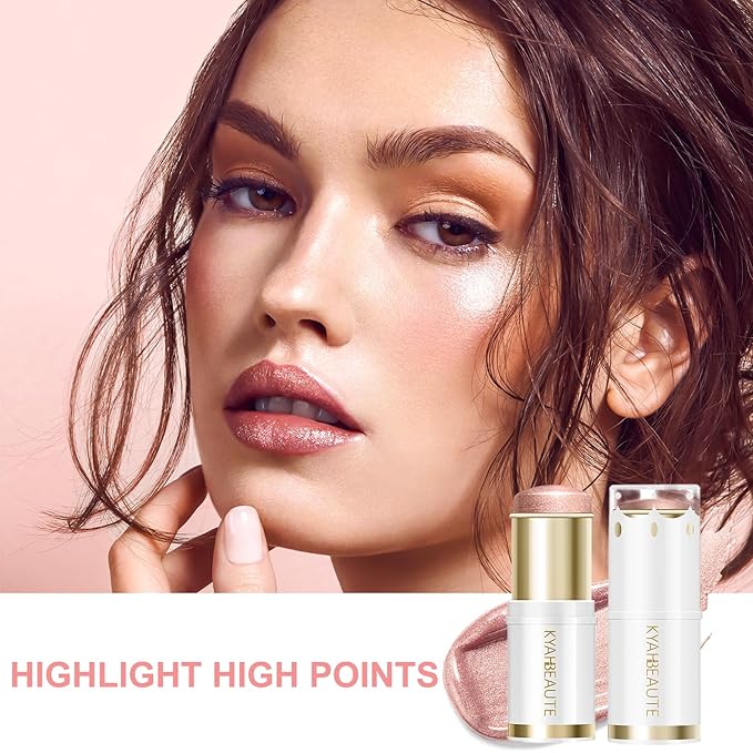 Ponhey Highlighter Makeup Stick for Face and Body, Non-greasy Finish,Delivers a Natural Glow, Long Lasting Waterproof Pearl White Glimmer Glow Sparkly Glitter Body Shimmer-Velvo Beauty