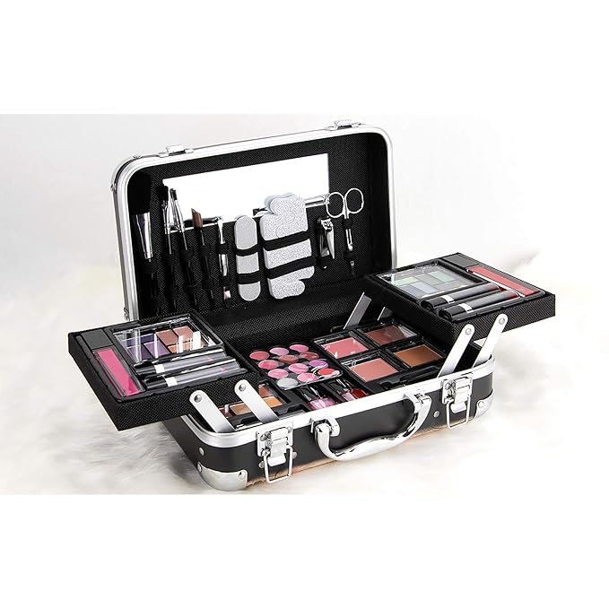 61pcs Makeup Gift Set With Extendable Trays and Mirror - Vmk1506, Paris Theme, 1 count-Velvo Beauty