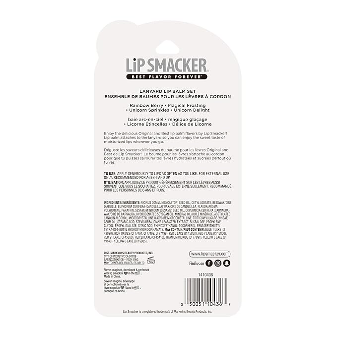 Lip Smacker Flavored Lip Balm Set With Lanyard, Unicorn, Lip Care to Moisturize Dry Lips-Velvo Beauty