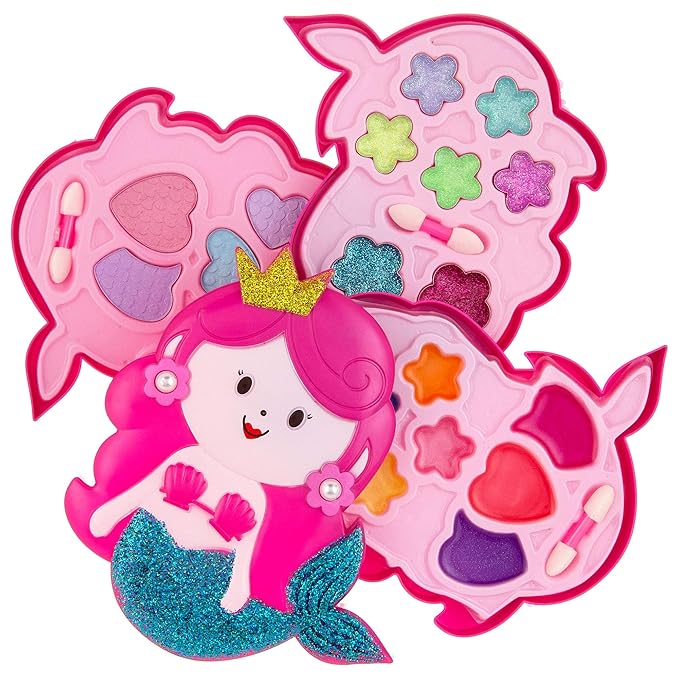 Expressions – Mermaid Beauty Kit – Novelty Starter Makeup Palette, Fold Out Makeup Palette, Make Up Toy Cosmetic Kit Gifts for Girls -Washable Make Up Set-Non-Toxic-Velvo Beauty