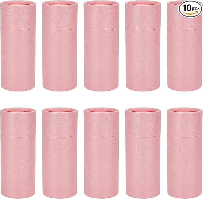 NICENEEDED 10 Pcs 30ml Empty Kraft Paper Jar Tube, Pink Round Paper Cardboard Containers With Lid, Essential Oil Bottle Packaging Case Gift Paper Tube for Pencils Tea Caddy Coffee Cosmetic Crafts-Velvo Beauty