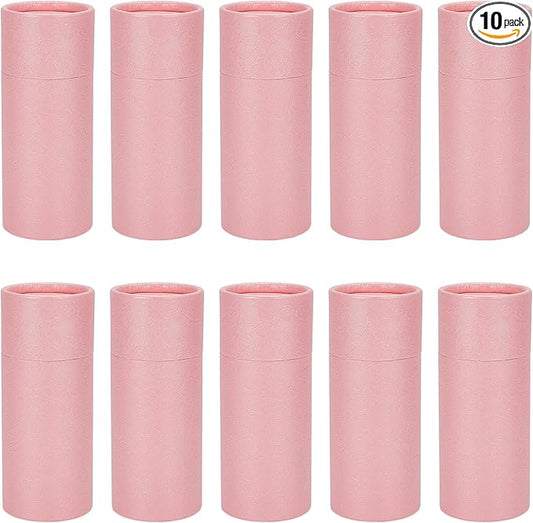 NICENEEDED 10 Pcs 30ml Empty Kraft Paper Jar Tube, Pink Round Paper Cardboard Containers With Lid, Essential Oil Bottle Packaging Case Gift Paper Tube for Pencils Tea Caddy Coffee Cosmetic Crafts-Velvo Beauty