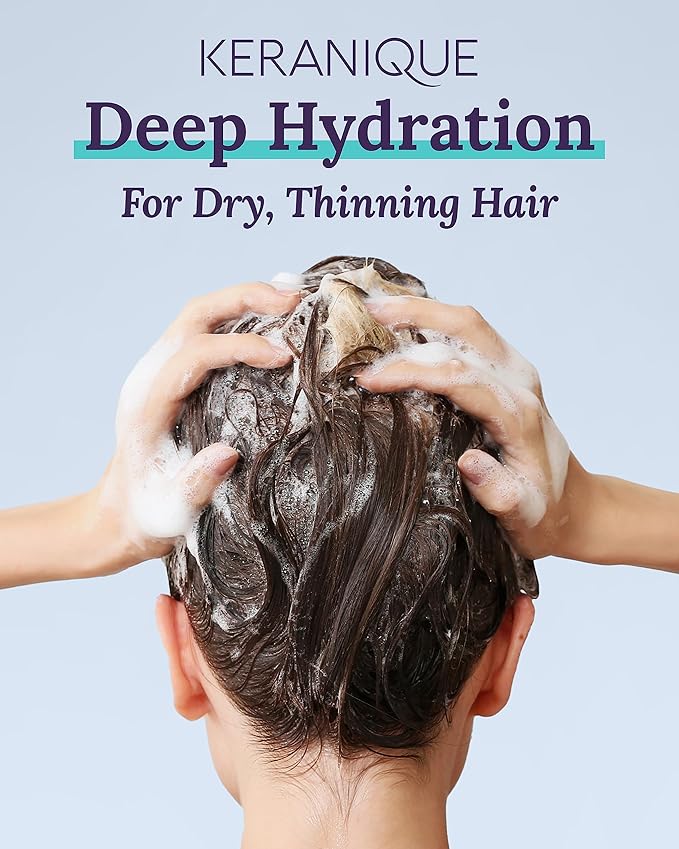 Keranique Hydrating Shampoo and Conditioner Set - Deep Hydration Hair Shampoo and Conditioner for Repairing Natural Moisture with Keratin - Sulfate-Free Intense Hydrator for Dry, Thin, Damaged Hair-Velvo Beauty