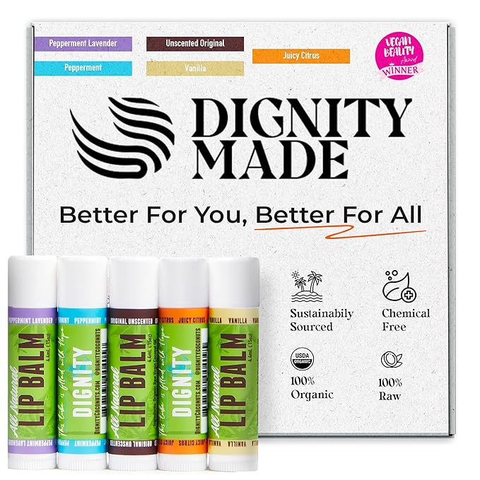 Moisturizing Lip Balm – Soothing & Fragrance-Free, Pack of 5 - Vegan w/Nourishing Coconut Oil, Cocoa Butter & Essential Oils – 4.4ml (0.15oz) Each – Lip Care Set-Velvo Beauty