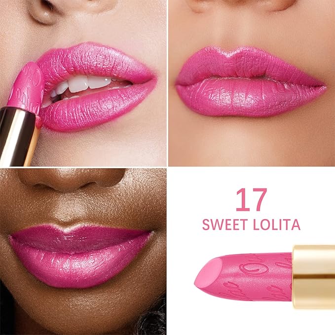 Oulac Metallic Fuchsia & Pink Lipstick Set - 2PCS Vegan Lightweight Hydrating Formula with High Impact Lip Color for Full Coverage Lip Makeup, Christmas Gifts for Women, 15+17-Velvo Beauty