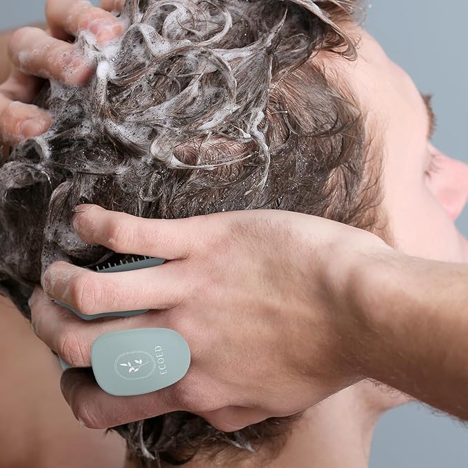 Scalp Massager Shampoo Brush, Scalp Scrubber & Exfoliator for Dandruff Removal, Wet & Dry Dandruff Comb and Detangler for Men and Women, Suitable for Short Medium Hair (Blue)-Velvo Beauty