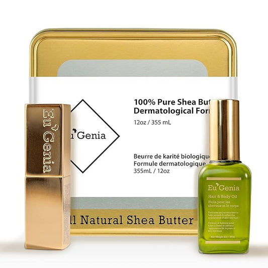 Face, Lip & Body Shea & Moringa 3-PC Gift Set – Hydrating Lip Balm, Nourishing Body Oil, 12oz Dermatological Shea Butter – Natural Skincare-Velvo Beauty