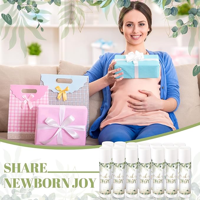 40 Pieces Lip Balm Bulk Baby Shower Jasmine Lip Balm Favors Floral Moisturizing Lip Balm for Women Children Men Girl kids Gender Reveal Favors Gift Baskets (Leaves)-Velvo Beauty