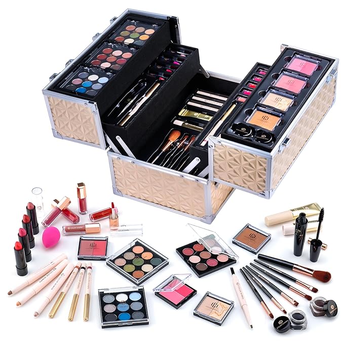 Color Nymph Professional Makeup Kits For Girls, Teenage Girls Makeup Kit with Storage Case Make Up Kit For Women Cosmetics Full Kit, Individual Packing Eyeshadow Blush Lipstick Mascara etc -Gold-Velvo Beauty