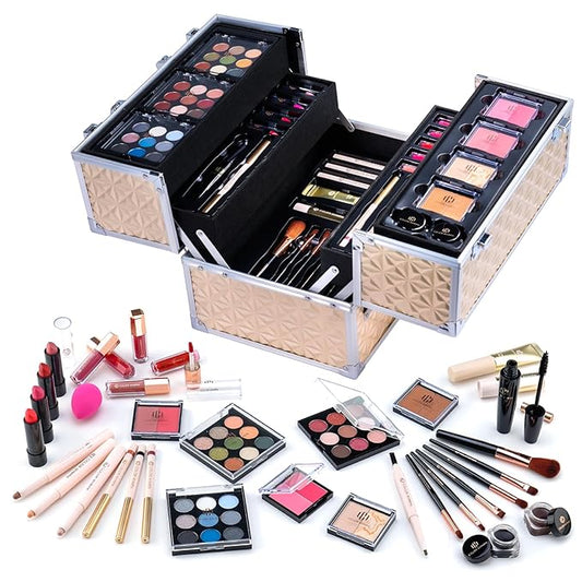 Color Nymph Professional Makeup Kits For Girls, Teenage Girls Makeup Kit with Storage Case Make Up Kit For Women Cosmetics Full Kit, Individual Packing Eyeshadow Blush Lipstick Mascara etc -Gold-Velvo Beauty