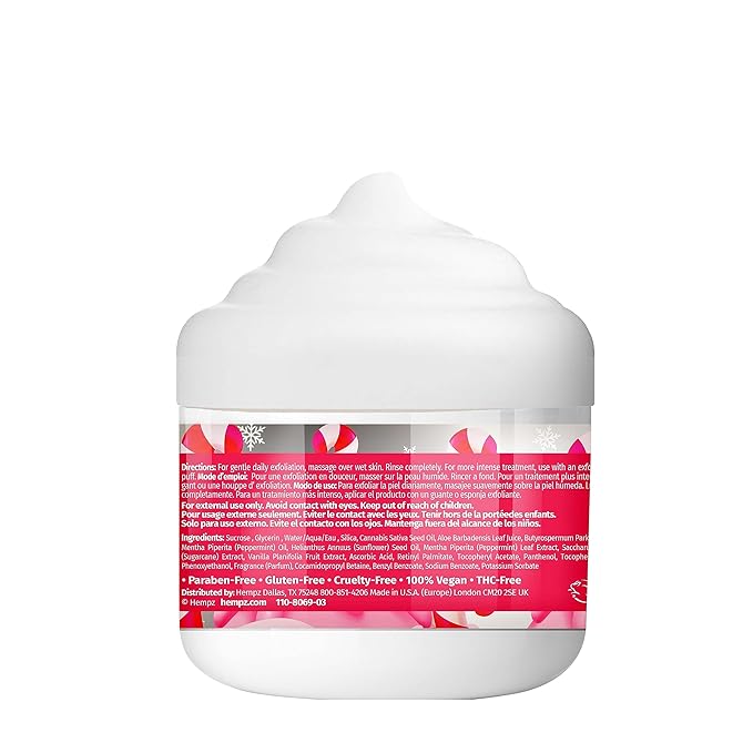 Hempz Limited Edition Candy Cane Lane Exfoliating Body Scrub (4 Oz) – Yummy Holiday Scented Sugar Body Scrub for Shower & Bath, Cozy Candy Cane Scented Sugar Scrub Exfoliant for Women & Men-Velvo Beauty