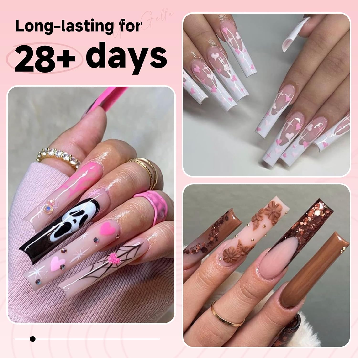 UNA GELLA 312PCS XXXL Nail Tips Square No C Curve, Extra Long Half Cover Long Straight Gel Nail Tips 12 Sizes Press on Nails Square for Acrylic Nails Professional for Nail Salon and DIY-Velvo Beauty