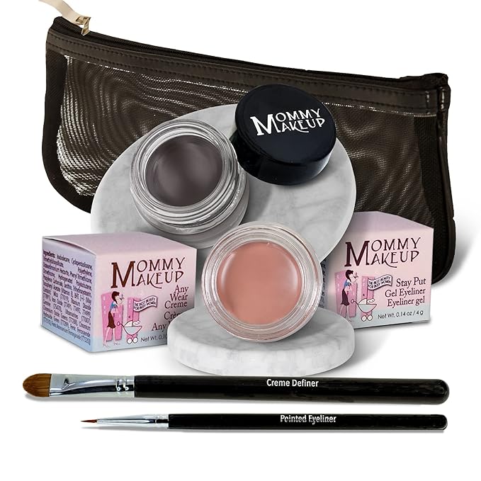 The Everlasting Eye 5 Piece Waterproof Makeup Set. Gel Eyeliner, Creme Eyeshadow, 2 brushes and Mesh Bag. Paraben-free, Talc-free, Cruelty-free. Anna/Chocolate Kiss 1202-Velvo Beauty