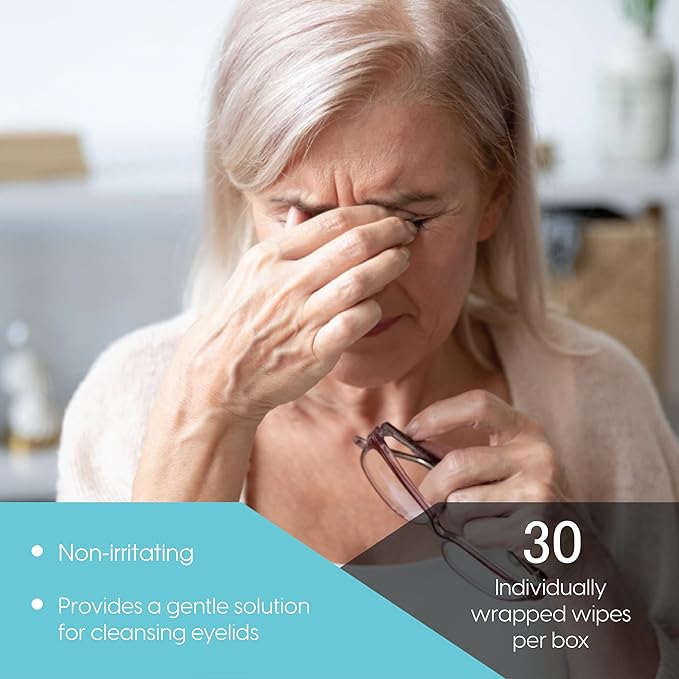 Clear C Eyelid Wipes Pre-Moistened for Dry Eyes – Rinse Free Eye Lid Cleaning Wipes – Individually Wrapped Travel Eye Wipes, 3 Boxes of 30-Velvo Beauty