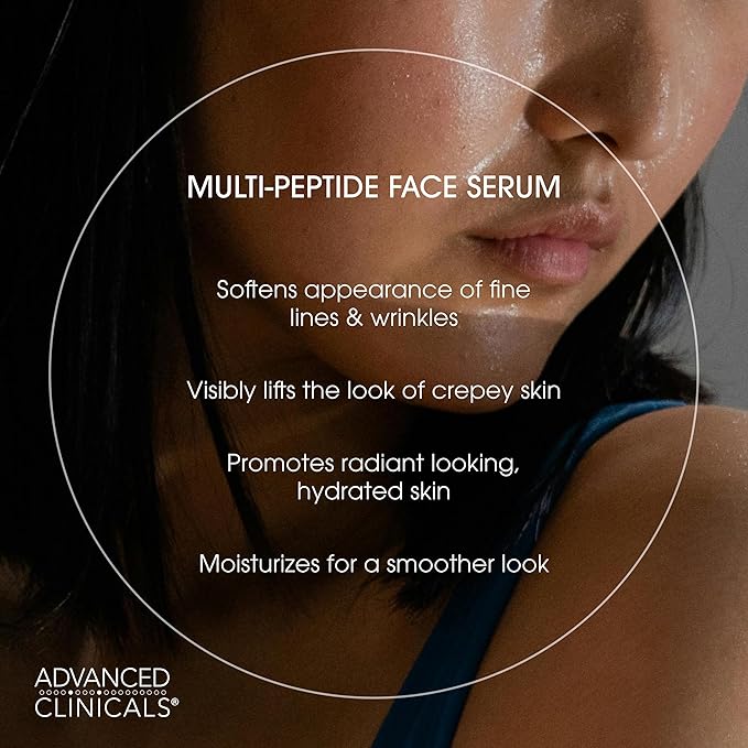 Advanced Clinicals Multi Peptides Serum For Face | Visible Anti Aging Hydrating Collagen Peptide Facial Serum With Vitamin E Helps Improve Look Of Wrinkles, Puffiness, & Uneven Skin Tone, 2-Pack-Velvo Beauty