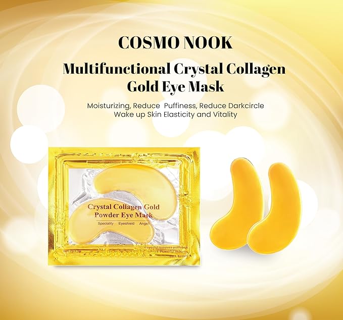 Under Eye Patches (20 Pairs) - Golden Eye Mask with Amino Acid & Collagen, Cooling Eye Care for Wrinkles, Puffy Eyes & Dark Circles, Skincare Treatment for Men & Women-Velvo Beauty