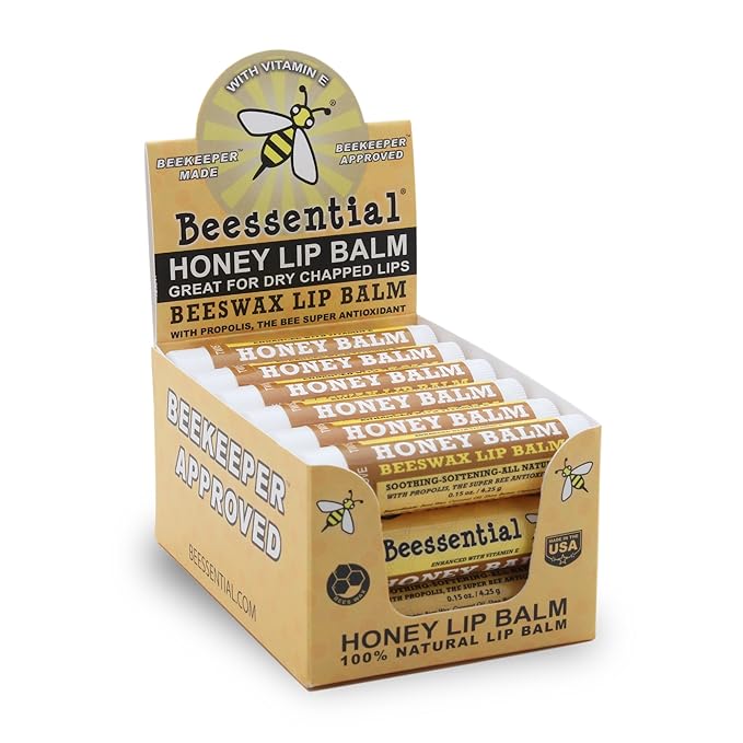 Beessential Natural Bulk Lip Balm, Honey, 18 Pack | For Men, Women, and Children. Great for Gifts, Showers, & More-Velvo Beauty