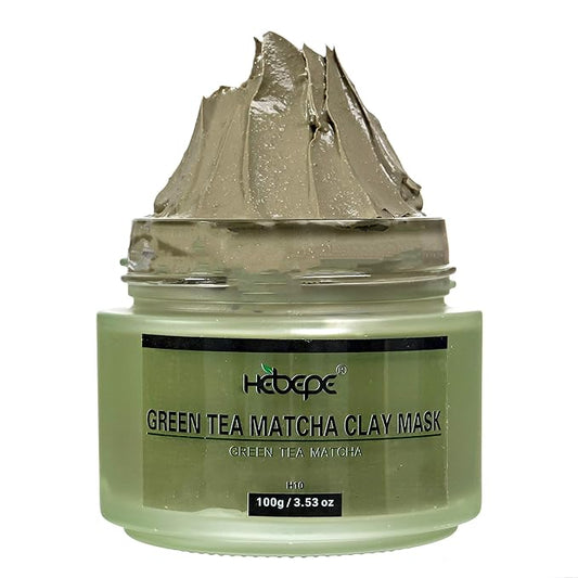 Green Tea Matcha Facial Detox Clay Mask with Mineral Oil, Wash Off Until Dry, Deep Cleaning, Hydrating, Detoxing, Healing, and Relaxing, Pore, and Blackhead Mask-Velvo Beauty