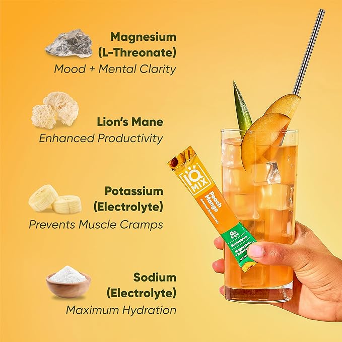 IQMIX Hydration Electrolyte Powder – 4-in-1 Formula for Hydration, Mental Clarity, Mood and Recovery – Sugar-Free Drink Mix, Keto, Magnesium L-Threonate, Lion’s Mane – 8 Count Sampler Pack-Velvo Beauty