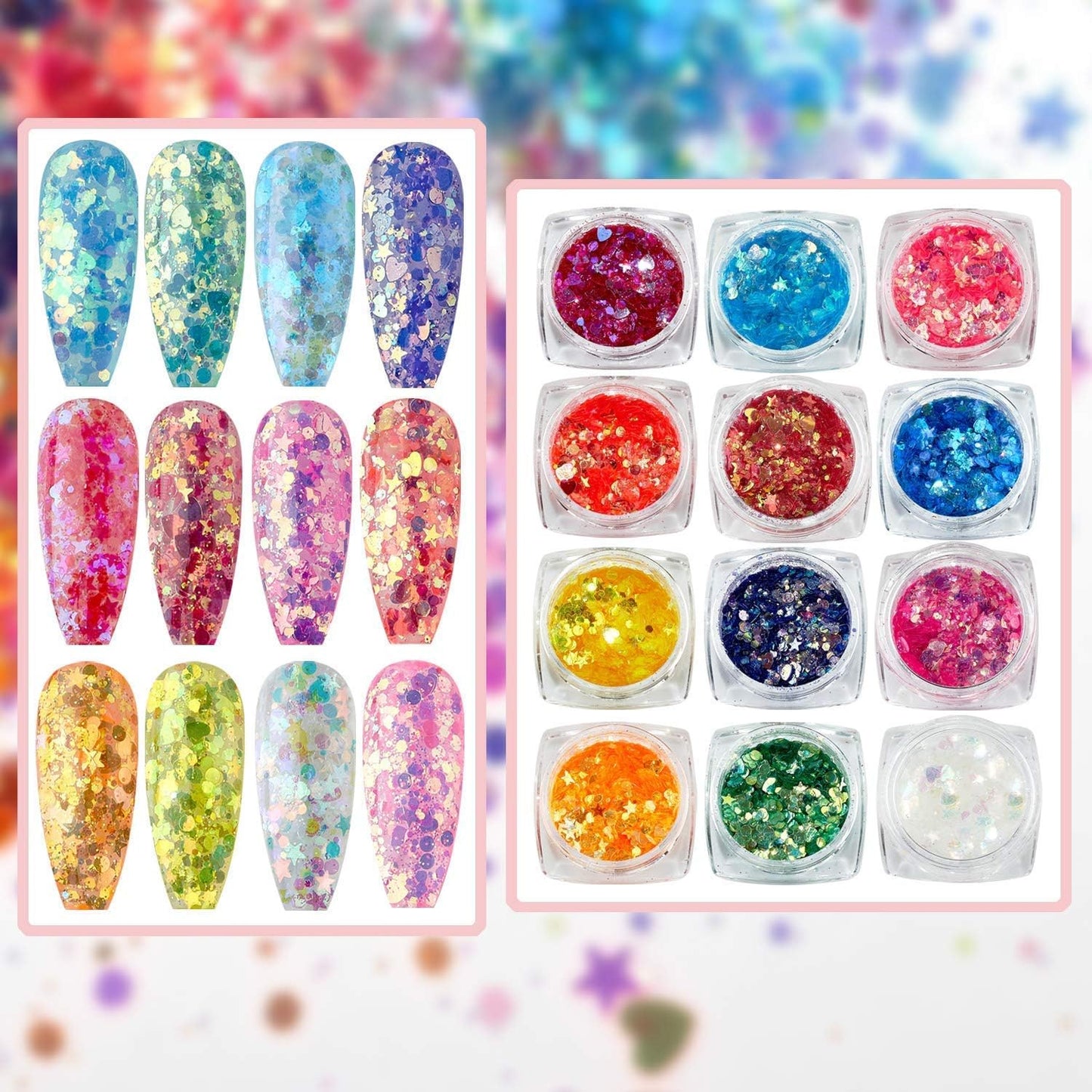 Makartt Nail Decoration Set, 4 Boxes Glitter Sequins & Rhinestones for Spring, Summer, Nail Art, DIY Nail Decoration Accessories Kit-Velvo Beauty