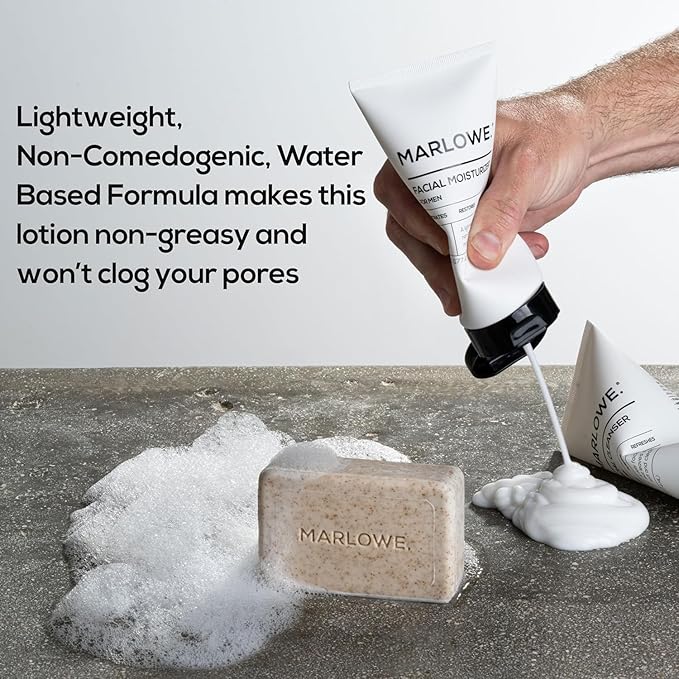 MARLOWE. Skin Care Set, No. 122 Facial Scrub 6 oz & No. 123 Facial Moisturizer 6 oz with Natural Extracts & Antioxidants, Cleanses, Exfoliates, Hydrates & Soothes-Velvo Beauty