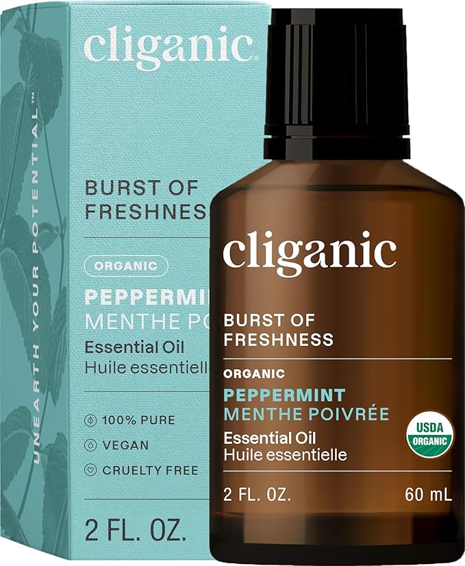 Cliganic Organic Peppermint Essential Oil - 100% Pure Natural for Aromatherapy Diffuser | Non-GMO Verified (Packaging May Vary)-Velvo Beauty