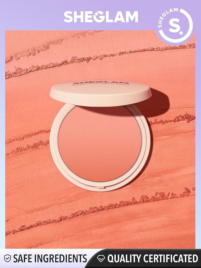 SHEGLAM Divine Flush Matte Blush Powder - Highly Pigmented, Non-Fading, Long Lasting, Lightweight, Natural Face Makeup - Tangerine-Velvo Beauty
