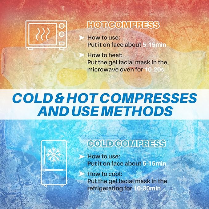 Ice Pack Cold Face Eye Masks Reduce Face Puff, Dark Circles, Reusable Cold Hot Gel Face Eye Mask, Suitable for Women Facial SPA, Ice Face Mask for Sleeping, Headaches (Blue)-Velvo Beauty