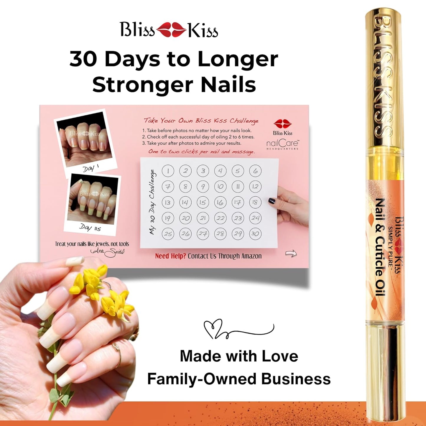 Bliss Kiss | 1 Pumpkin Spice Latte Fragrance | Nail Oil Cuticle Pen w/Vitamin E & Jojoba⏤Nail Strengthener Nail Growth Serum for Brittle Peeling Breaking Thin Nails-Velvo Beauty