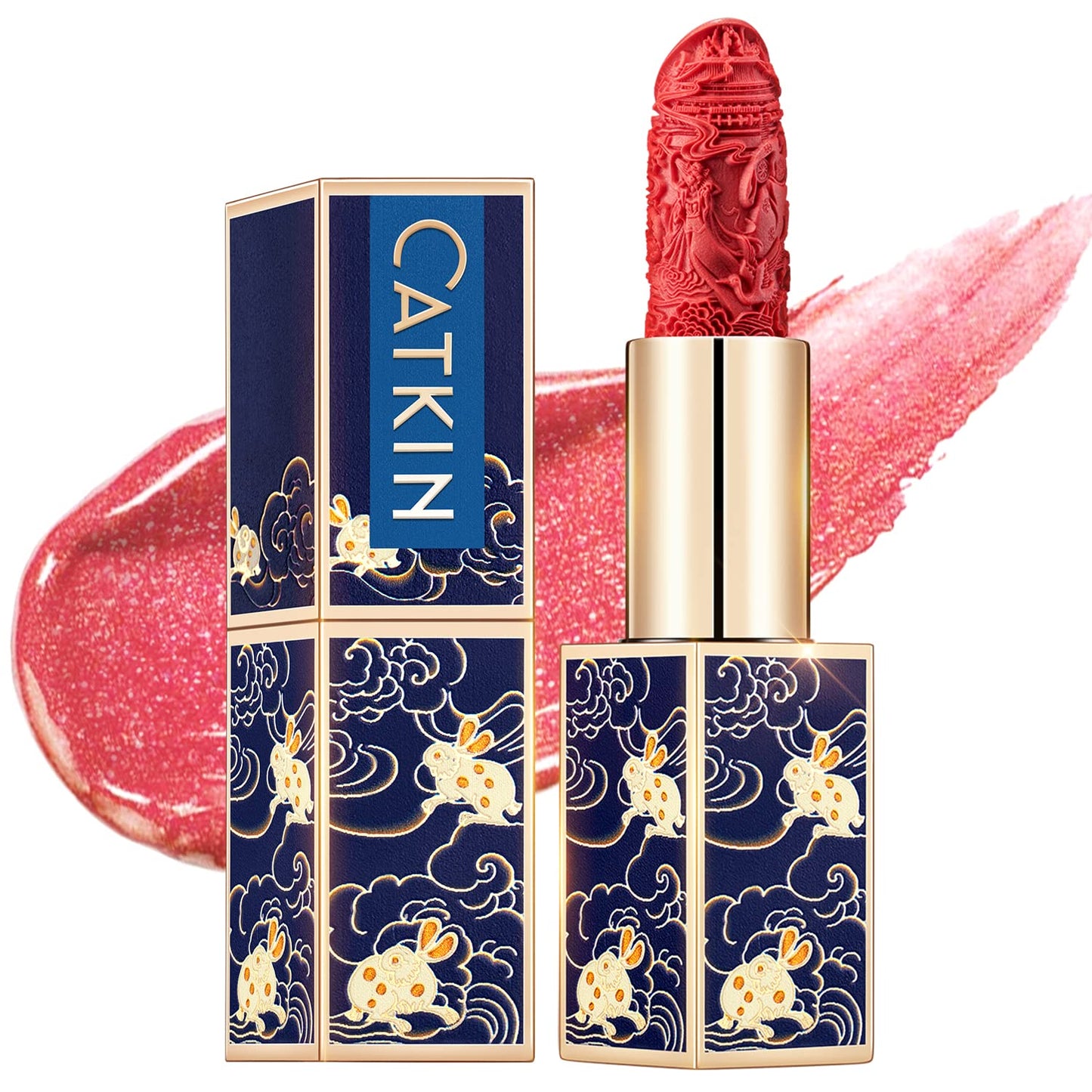Catkin Moist Lipstick Hydrating High Impact Color Infused with Vitamin E and Avocado Oil Smooth Soft Texture Long Lasting Pink Glow Shimmer Finish 133-Velvo Beauty