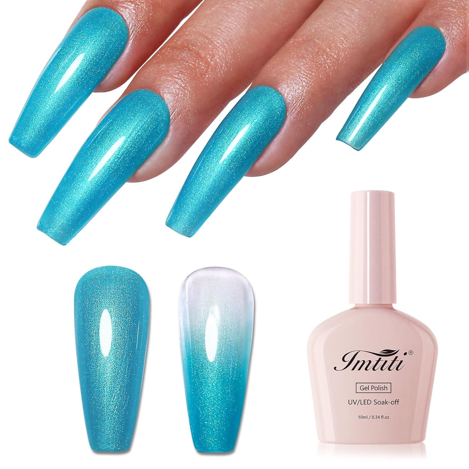Imtiti Glitter Gel Nail Polish, Bright Blue Pearl Glitter Nail Gel Polish Diamond Shimmer Sparkle Soak Off UV LED Spring Summer Manicure 10ML-Velvo Beauty