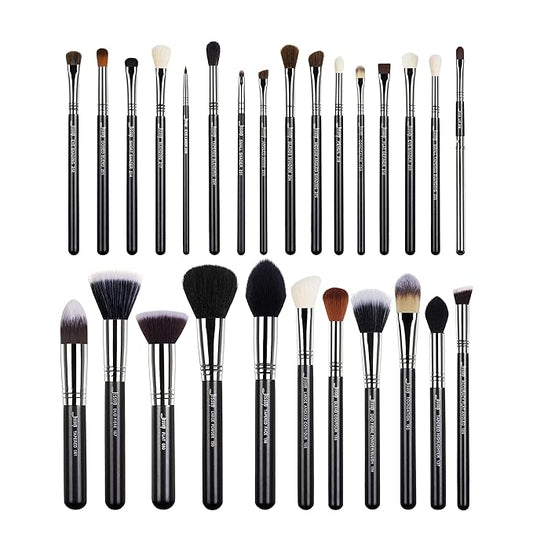 Jessup Makeup Brushes Set Professional 27 pcs Brush Makeup Premium Synthetic Foundation Contour Powder Blush Highlighter Eyeshadow Concealer Brow Face Make Up Brushes Tools Black/Silver T133-Velvo Beauty