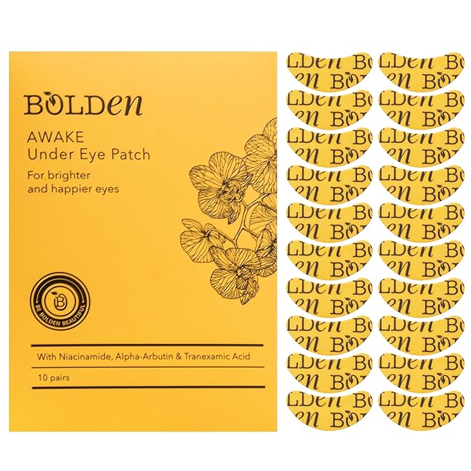 Bolden Awake Under Eye Patch | Eye Mask For Dark Circles, Puffiness & Discoloration | Brightening Eye Pads With Niacinamide, Alpha Arbutin, Tranexamic Acid & Vitamin C | 10 Pairs-Velvo Beauty