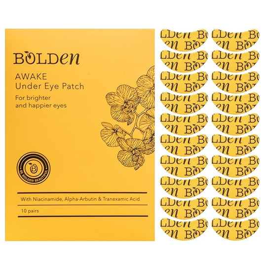 Bolden Awake Under Eye Patch | Eye Mask For Dark Circles, Puffiness & Discoloration | Brightening Eye Pads With Niacinamide, Alpha Arbutin, Tranexamic Acid & Vitamin C | 10 Pairs-Velvo Beauty